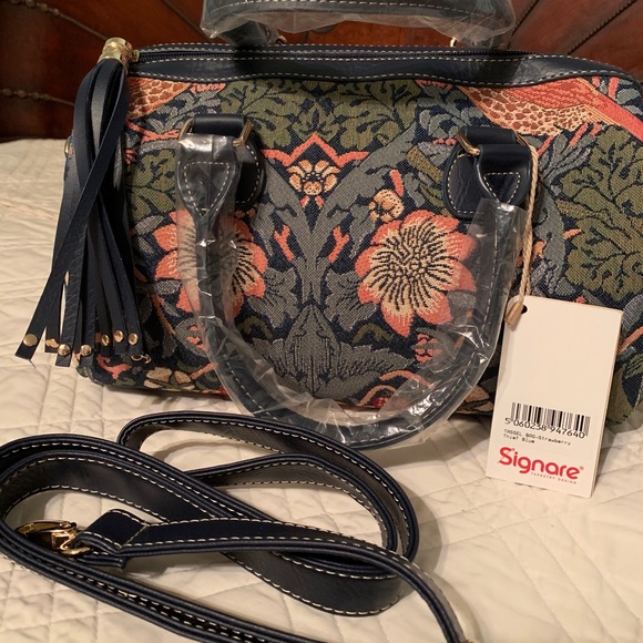 Signare  Strawberry Thief Blue Tapestry Handbag - Picture 2 of 11
